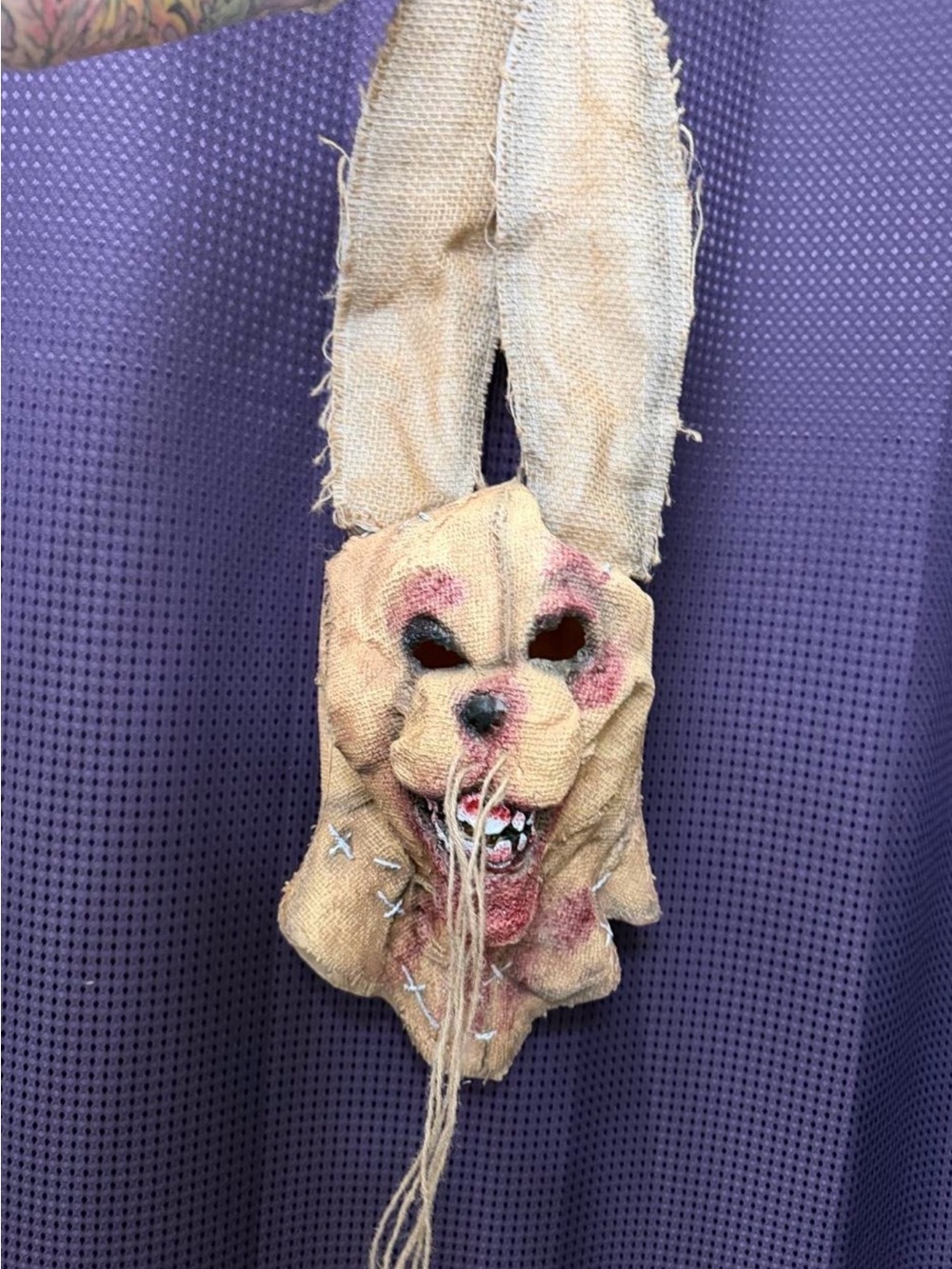 Burlap Halloween bunny mask